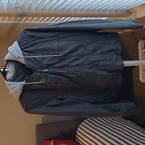 BNWOT Faux Leather Jacket with removable hood Size Large